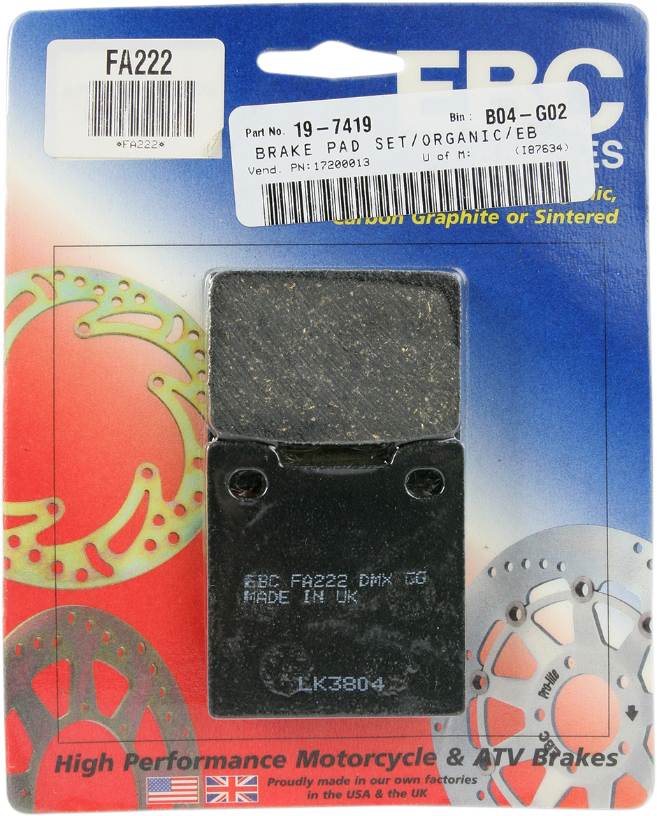 EBC Brake Pad Organic FA222