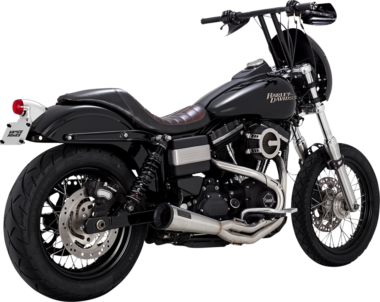 VANCE & HINES 2-into-1 Upsweep Exhaust System - Brushed - Stainless Steel
