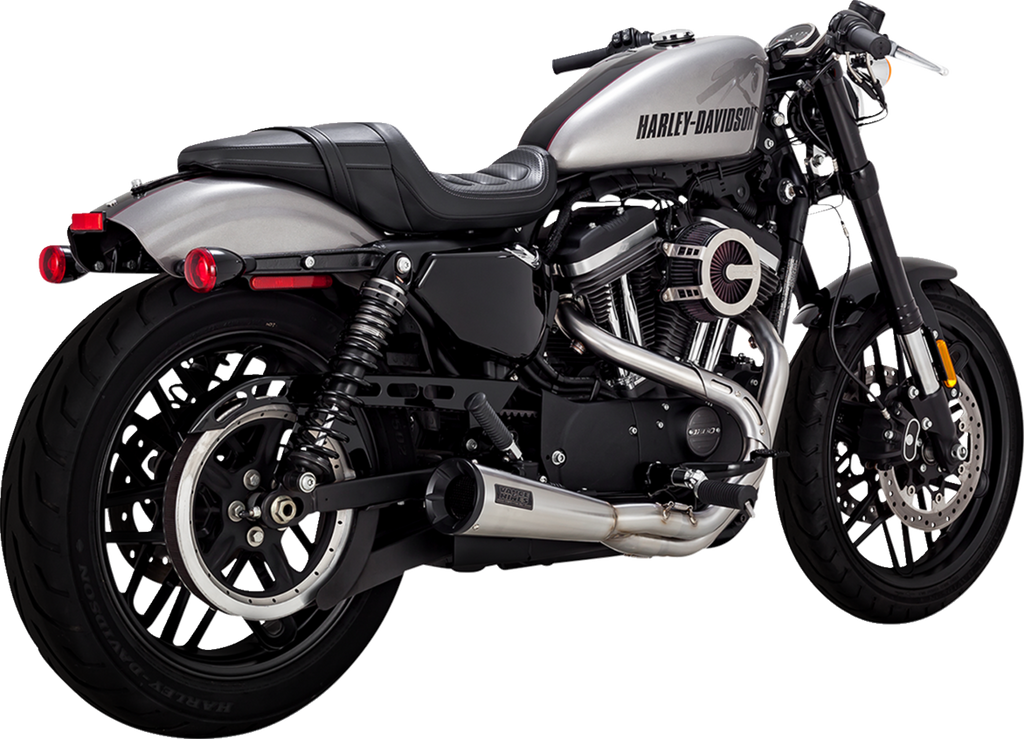 VANCE & HINES 2-into-1 Upsweep Exhaust System - Brushed - Stainless Steel