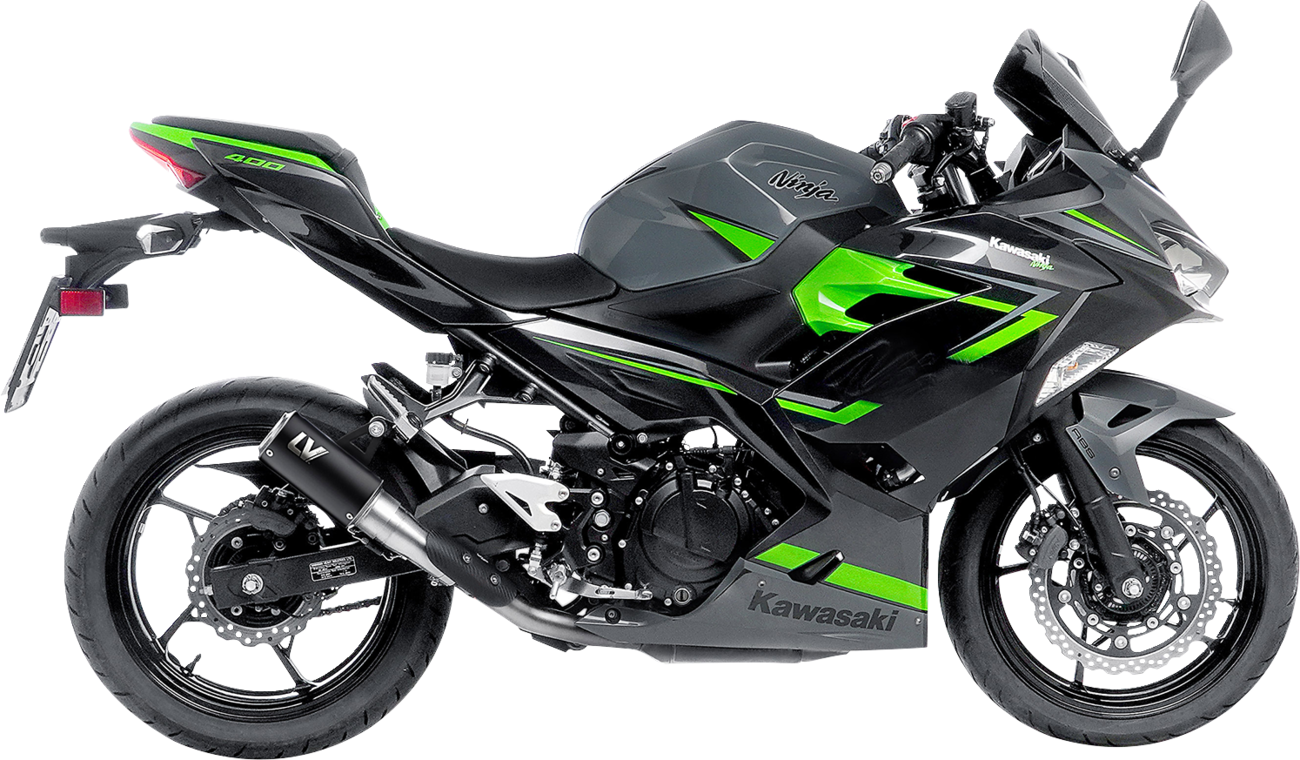 LV Corsa S Black Edition Slip-On Muffler - Kawasaki Ninja 400/500 (1)