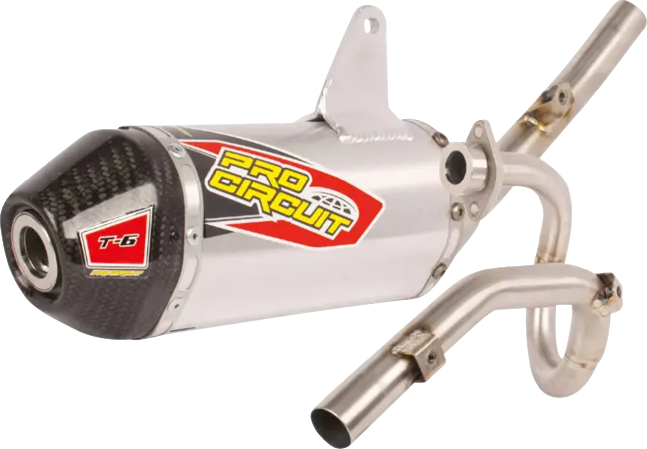 PRO CIRCUIT T-6 Exhaust System - Stainless Steel/Carbon Fiber - KLX 140