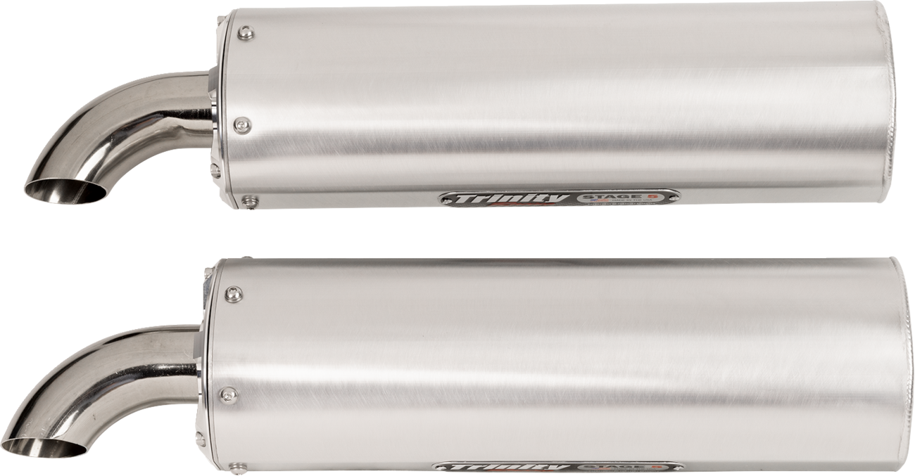 TRINITY RACING Full Dual Exhaust System - Brushed - RZR XP 1000