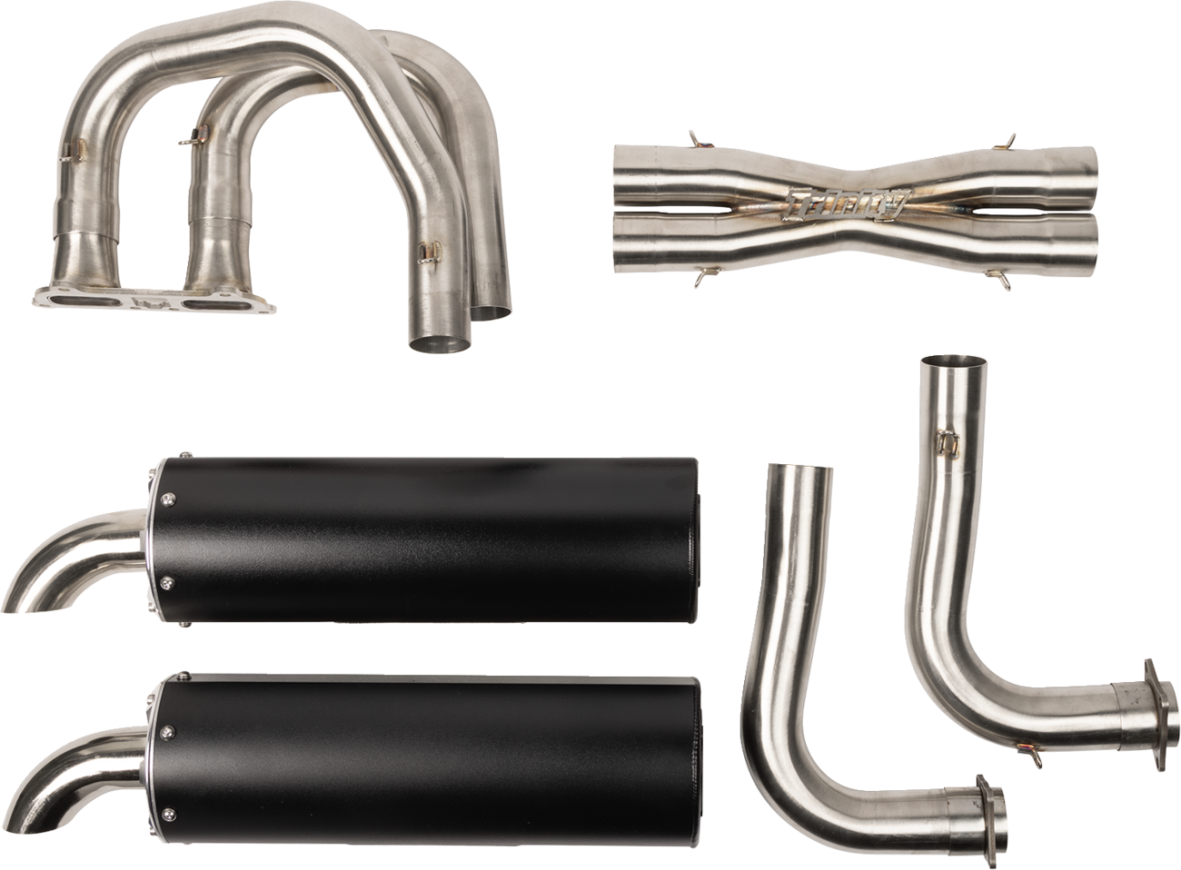 TRINITY RACING Full Dual Exhaust System - Black - RZR XP 1000