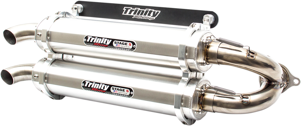 TRINITY RACING Stage 5 Slip-On Dual Muffler - Aluminum - RZR XP Turbo