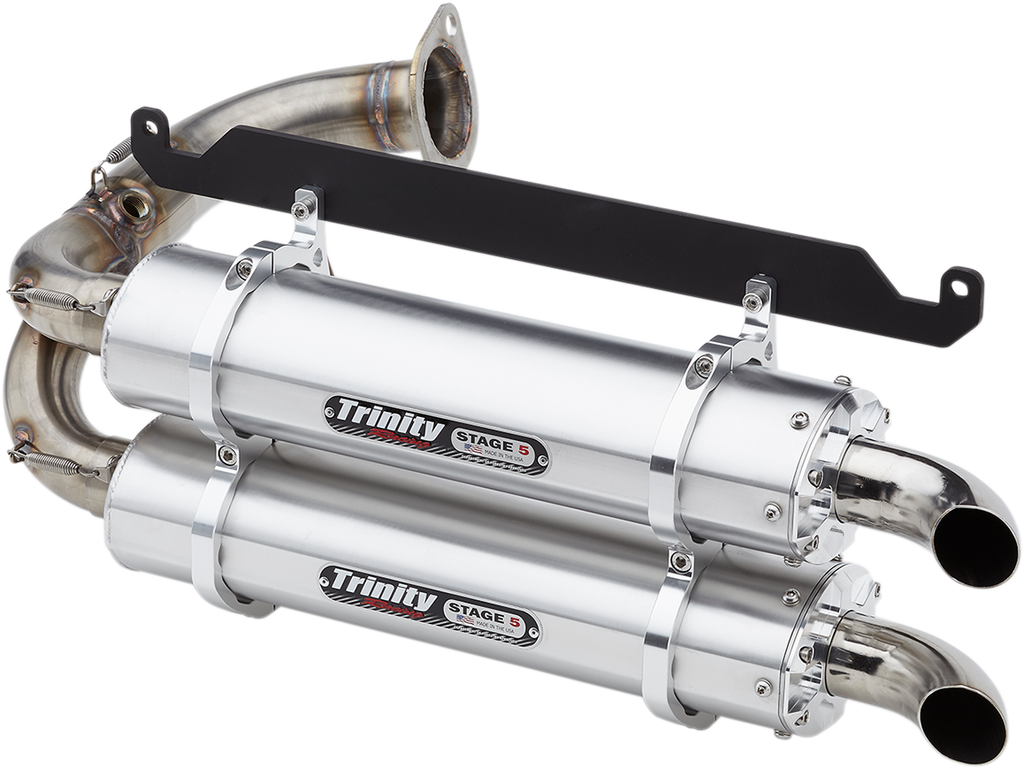 TRINITY RACING Stage 5 Slip-On Dual Muffler - Brushed Aluminum