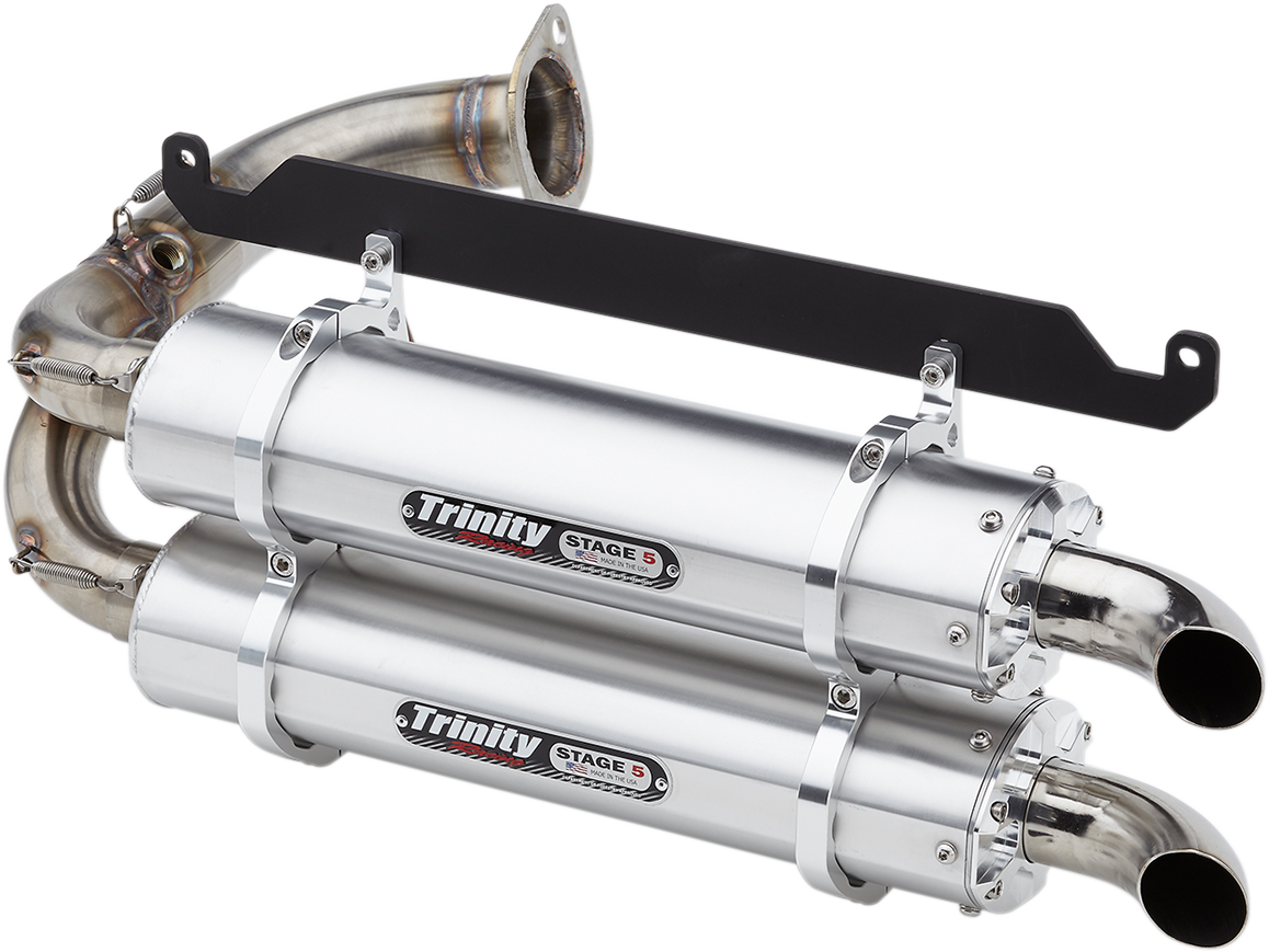 TRINITY RACING Stage 5 Slip-On Dual Muffler - Brushed Aluminum