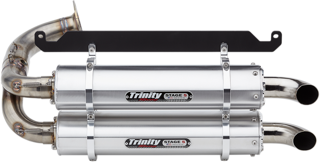 TRINITY RACING Stage 5 Slip-On Dual Muffler - Brushed Aluminum