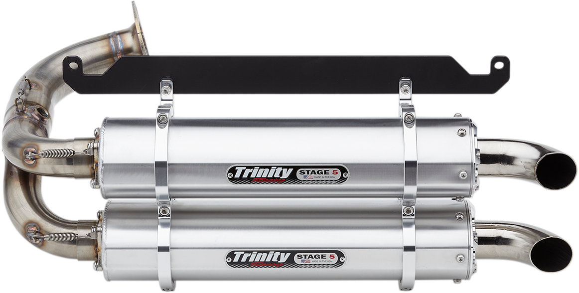 TRINITY RACING Stage 5 Slip-On Dual Muffler - Brushed Aluminum
