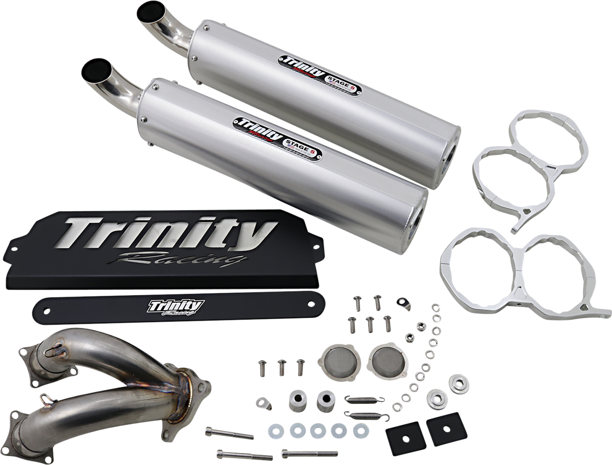TRINITY RACING Stage 5 Slip-On Mufflers - Brushed