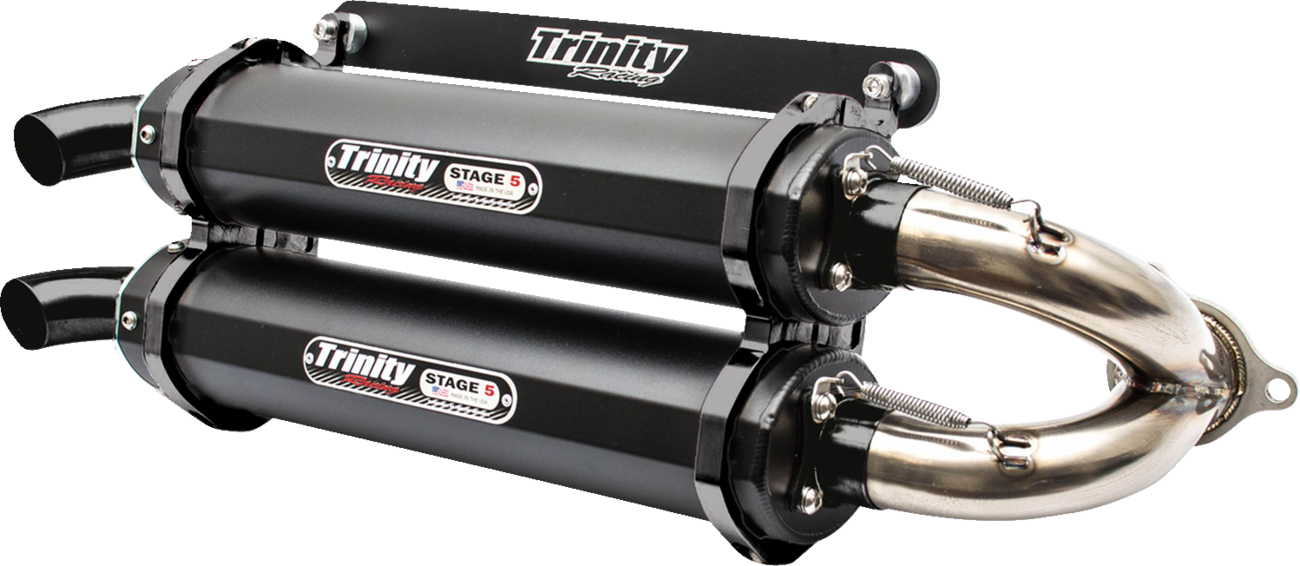 TRINITY RACING Stage 5 Slip-On Dual Muffler - Cerakote Black - RZR XP Turbo