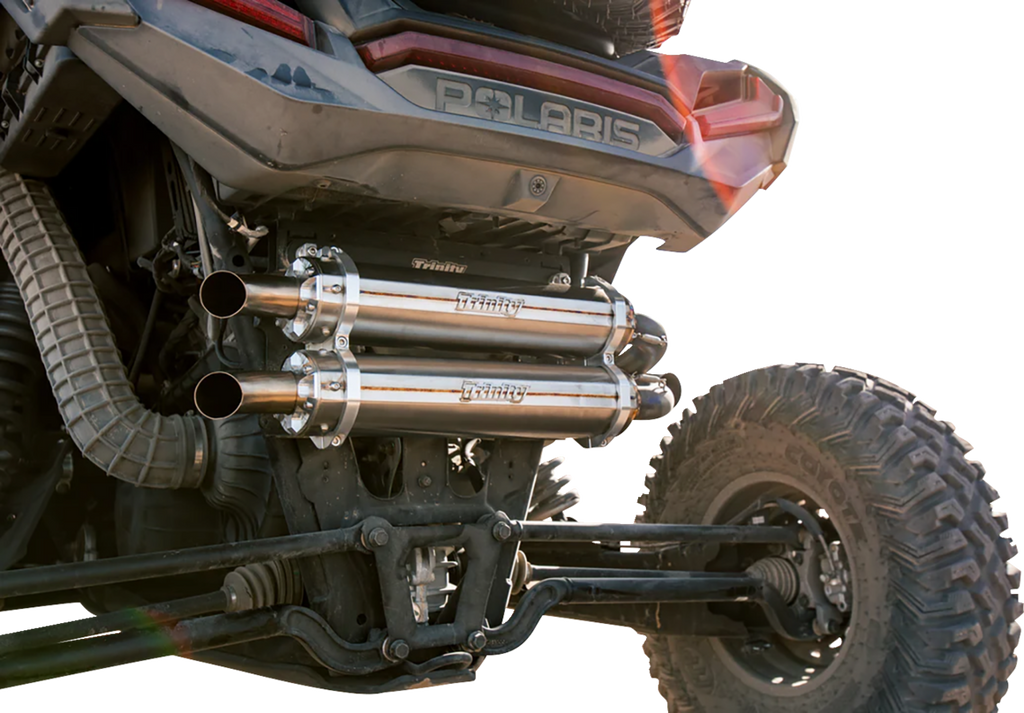 TRINITY RACING Dual Slip-On Mufflers - Brushed Stainless Steel
