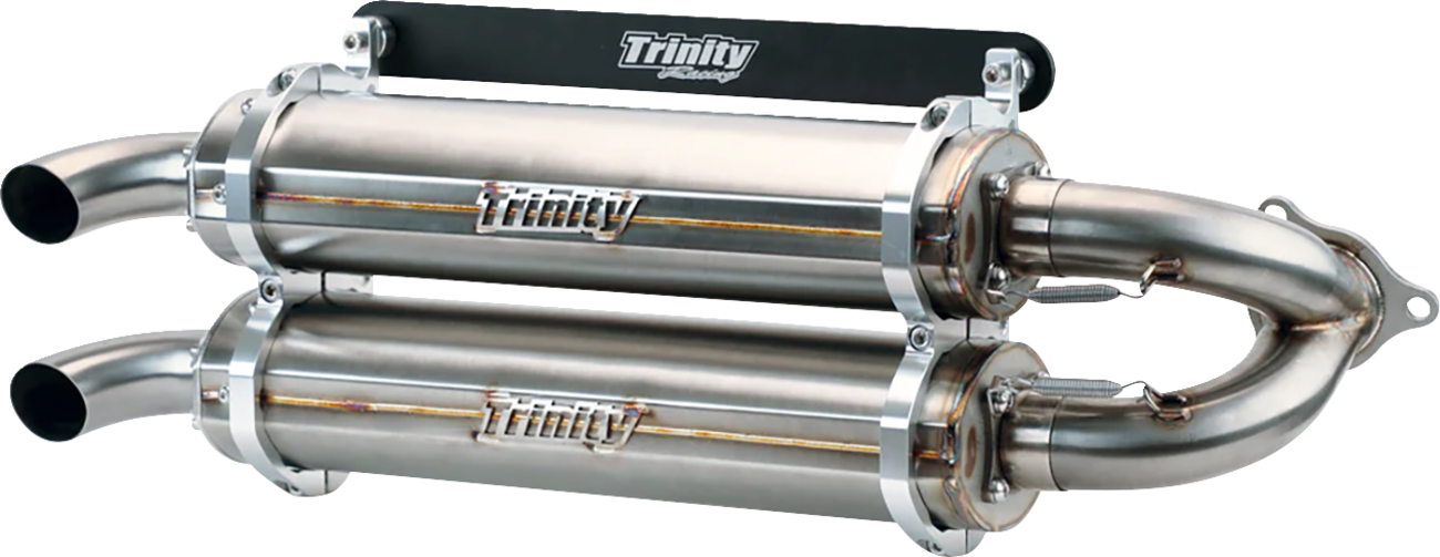 TRINITY RACING Dual Slip-On Mufflers - Brushed Stainless Steel