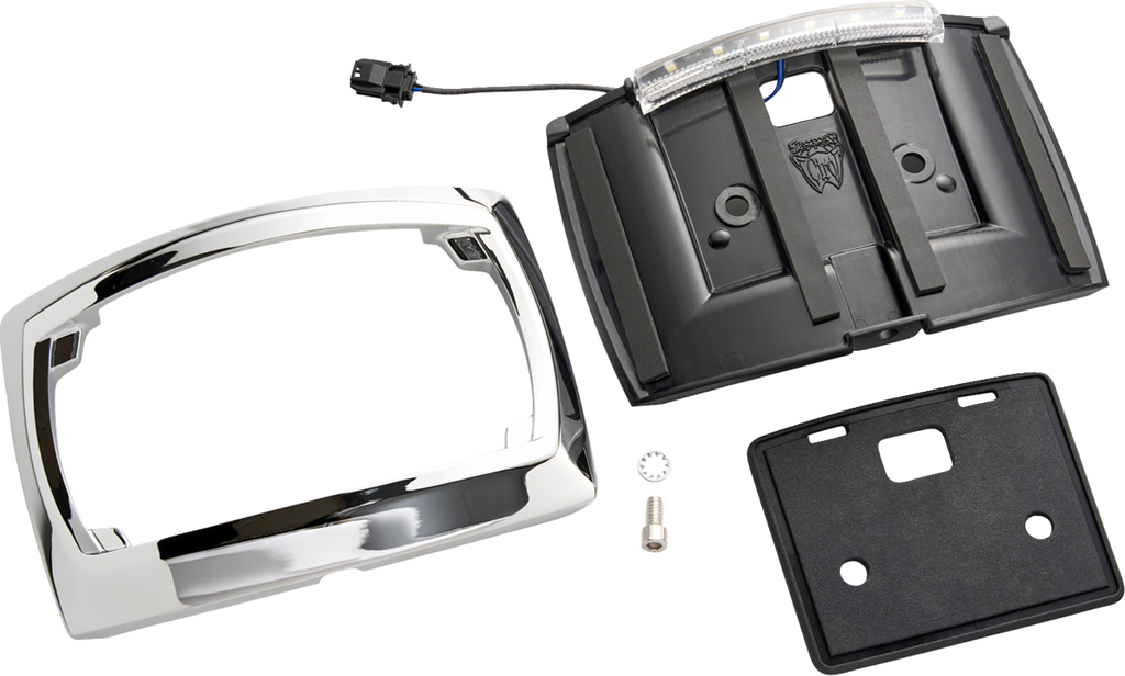 Ciro License Plate Frame Curved With Led Light Chrome