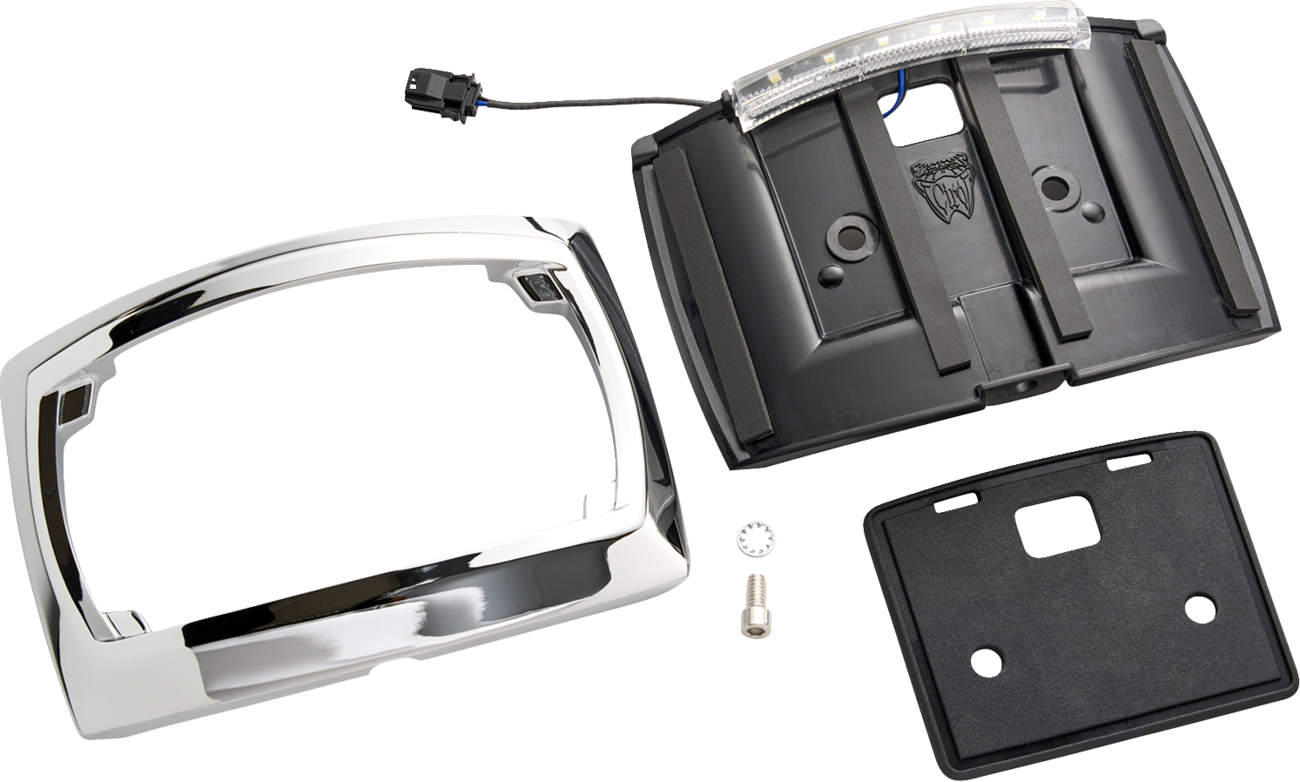 Ciro License Plate Frame Curved With Led Light Chrome