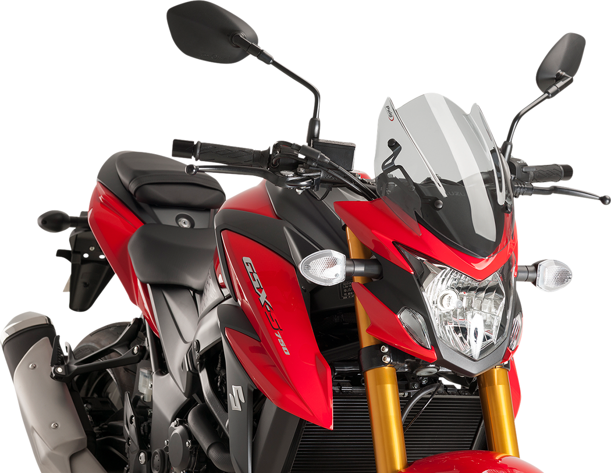 PUIG HI-TECH PARTS Naked Sport Windscreen - 12-1/4" - Smoke - Suzuki