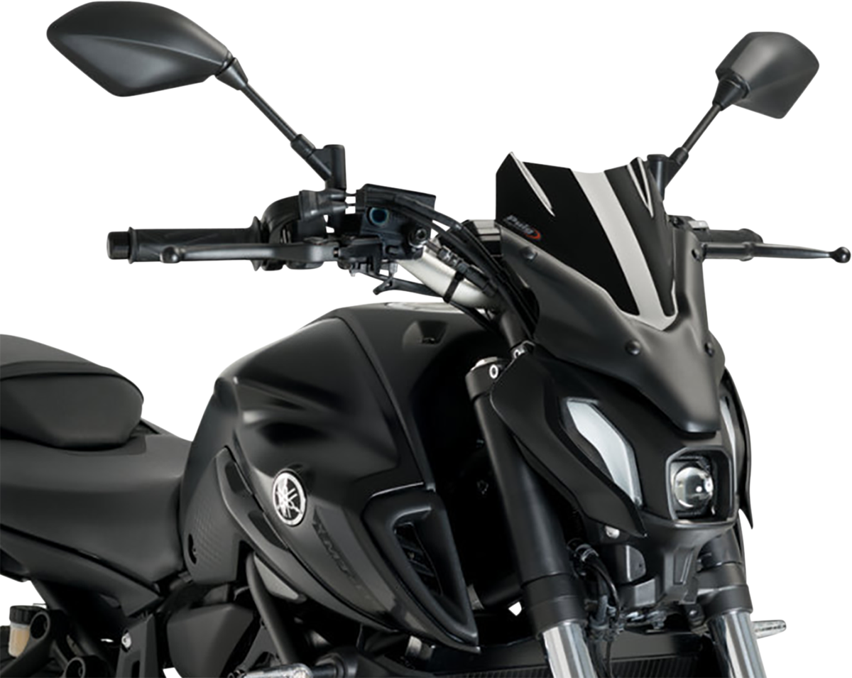 PUIG HI-TECH PARTS New Generation Windscreen - 12-1/2" - Black - MT-07