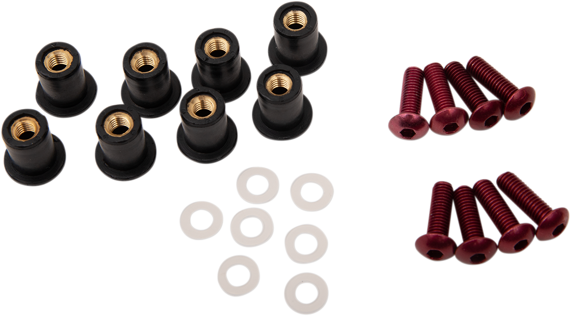 PUIG HI-TECH PARTS Windscreen Screw Kit - Red