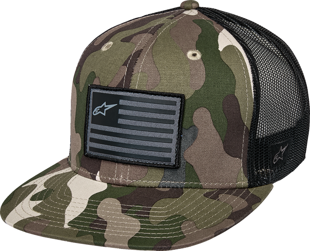 ALPINESTARS Flag Flat Trucker Hat - Black/Black