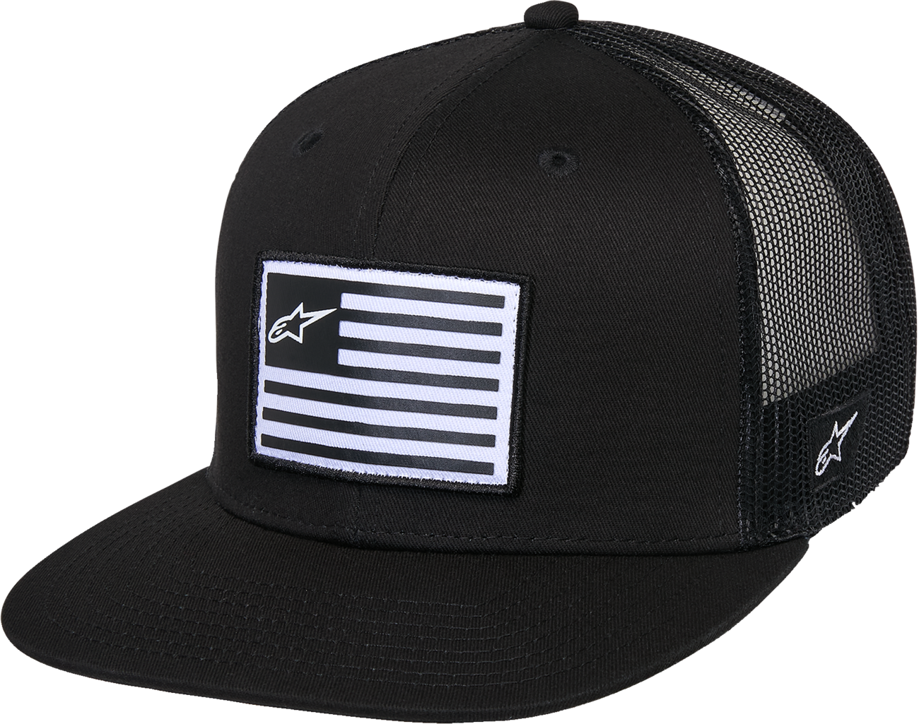 ALPINESTARS Flag Flat Trucker Hat - Black/Black