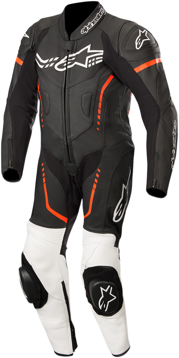 Youth GP Plus 1-Piece Leather Suit - Black/White/Red Fluorescent - US 26 / EU 140 (1)