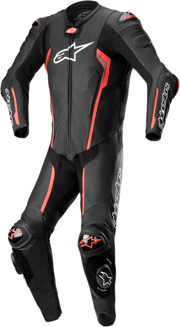 ALPINESTARS Missile v2 1-Piece Leather Suit - Black/Red Fluo - US 46 / EU 56