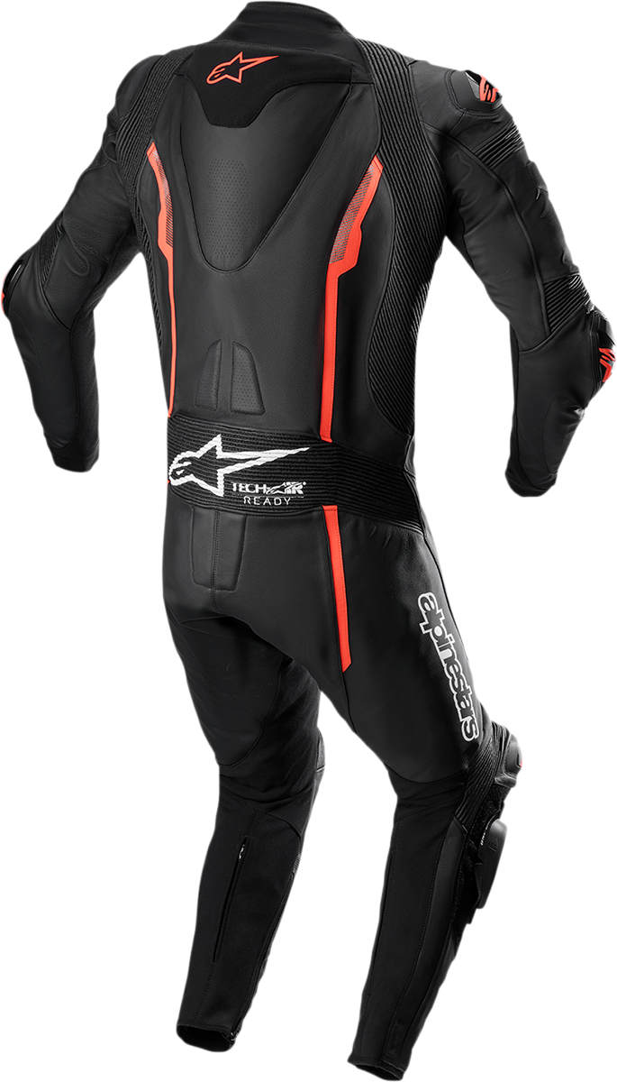 ALPINESTARS Missile v2 1-Piece Leather Suit - Black/Red Fluo - US 46 / EU 56