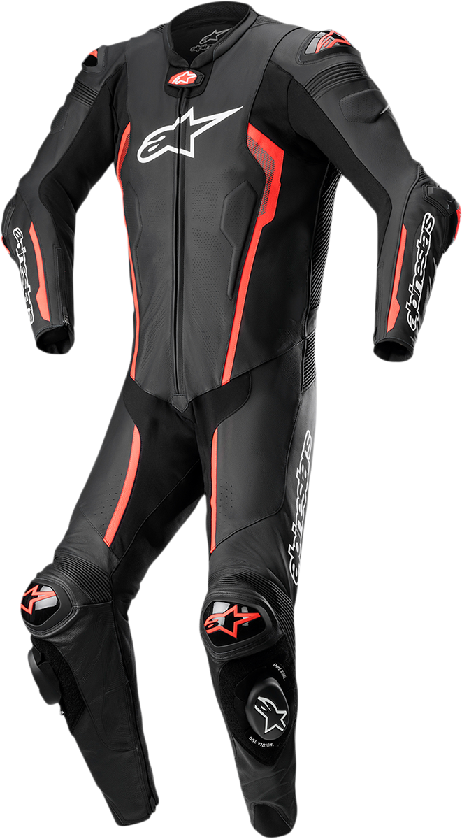 Alpinestars Missile v2 1-Piece Leather Suit - Black/Red Fluo