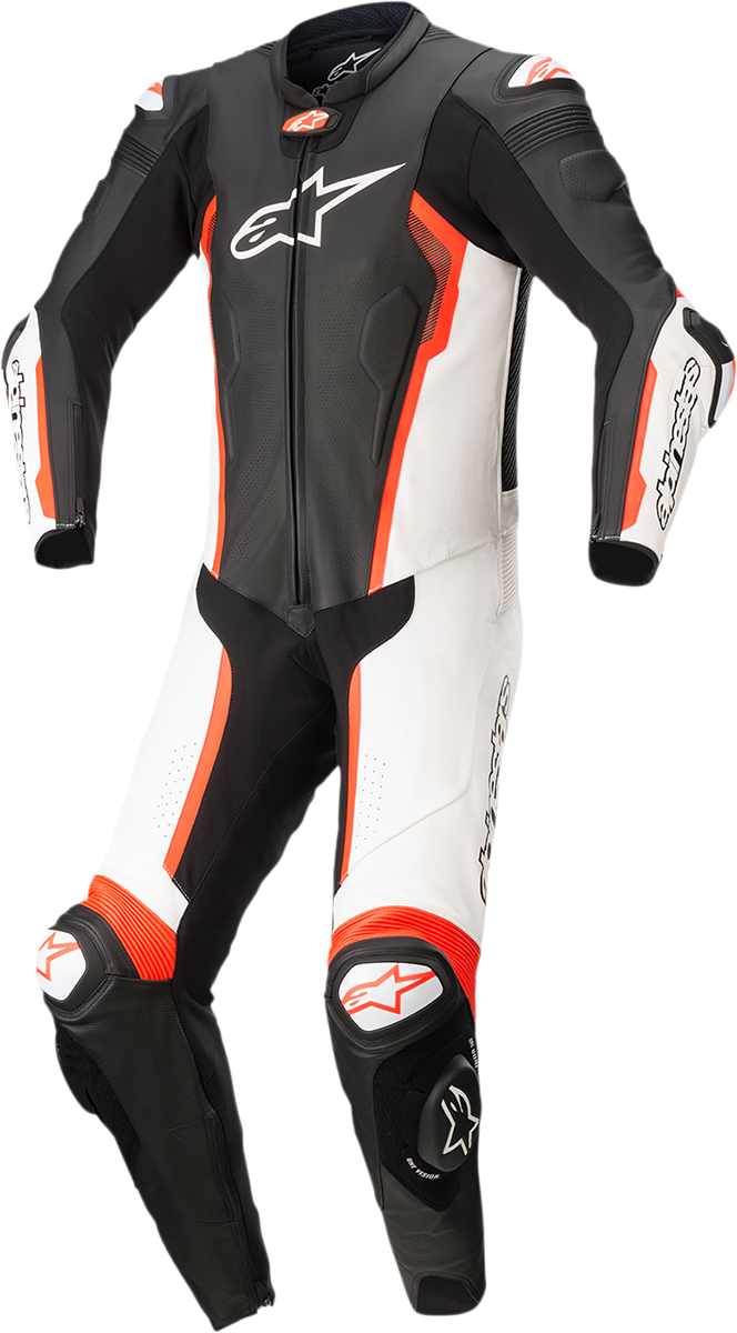 Alpinestars Missile v2 - 1-Piece Leather Suit - Black/White/Red Fluo