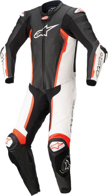 Missile v2 - 1-Piece Leather Suit - Black/White/Red Fluo - US 46 / EU 56 (1)