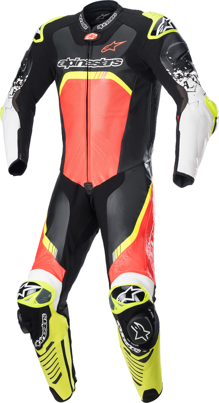 GP Tech v4 Leather Suit - Black/Red/Yellow Fluo - US 46 / EU 56 (1)