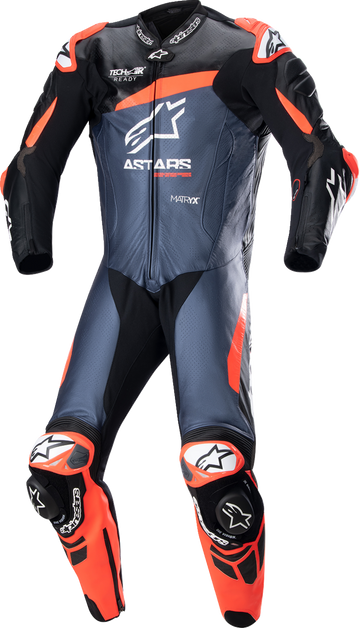 GP Plus v4 Leather Suit - Black/Red Fluo/Dark Blue - US 46 / EU 56 (1)