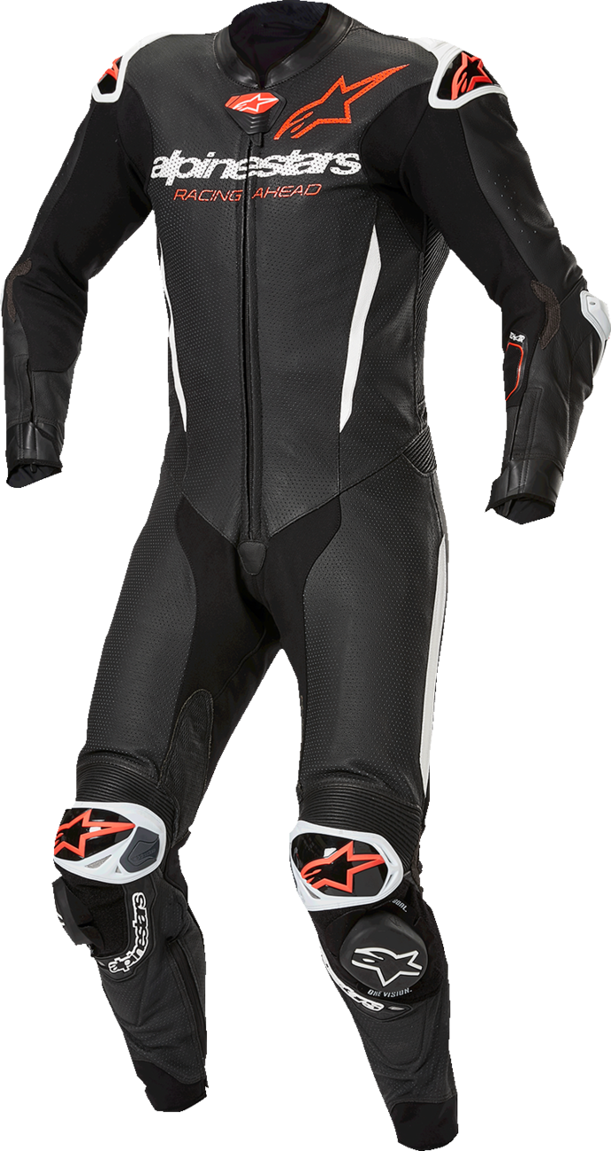Alpinestars GP-R7 1-PC Leather Suit - Black/White/Red Fluo