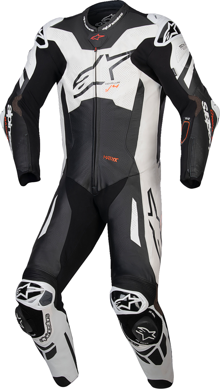 GP Plus v4 Sprint 1-Piece Leather Suit - Black/Red Fluo/White - US 42 / EU 52 (1)