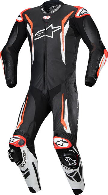 GP Tech v5 1-Piece Leather Suit - Black/White/Red Fluo - US 38 / EU 48 (1)