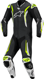 GP Tech v5 1-Piece Leather Suit - Black/White/Yellow Fluo - US 38 / EU 48 (1)