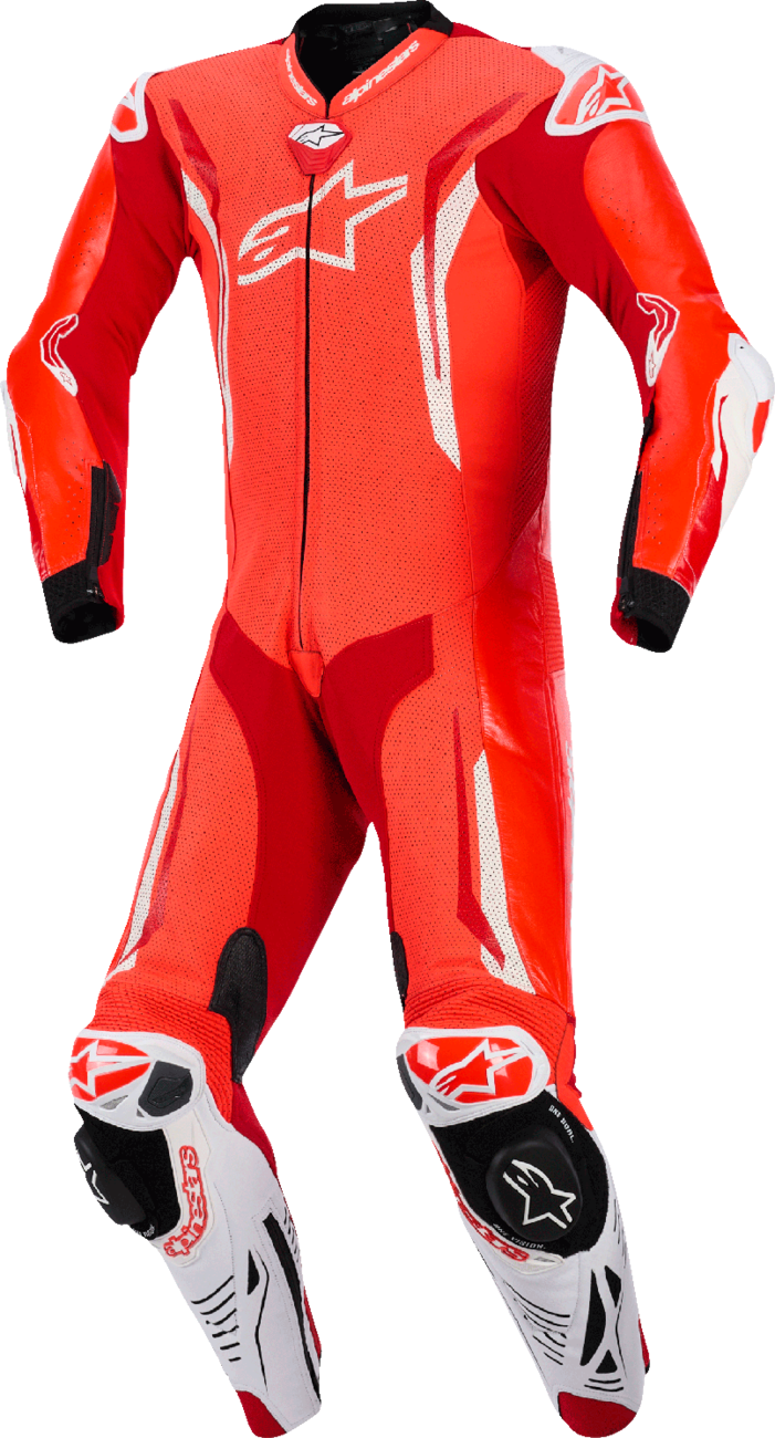 Alpinestars GP Tech v5 1-Piece Leather Suit - Red Fluo/Bright Red/White