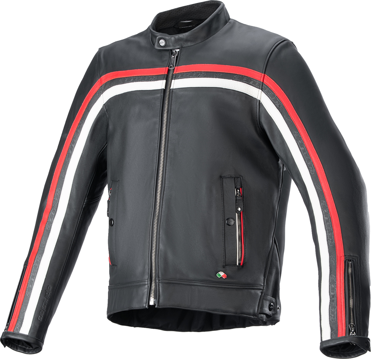 Dyno Leather Jacket - Black/Ruby Red/Ecru - Large (1)