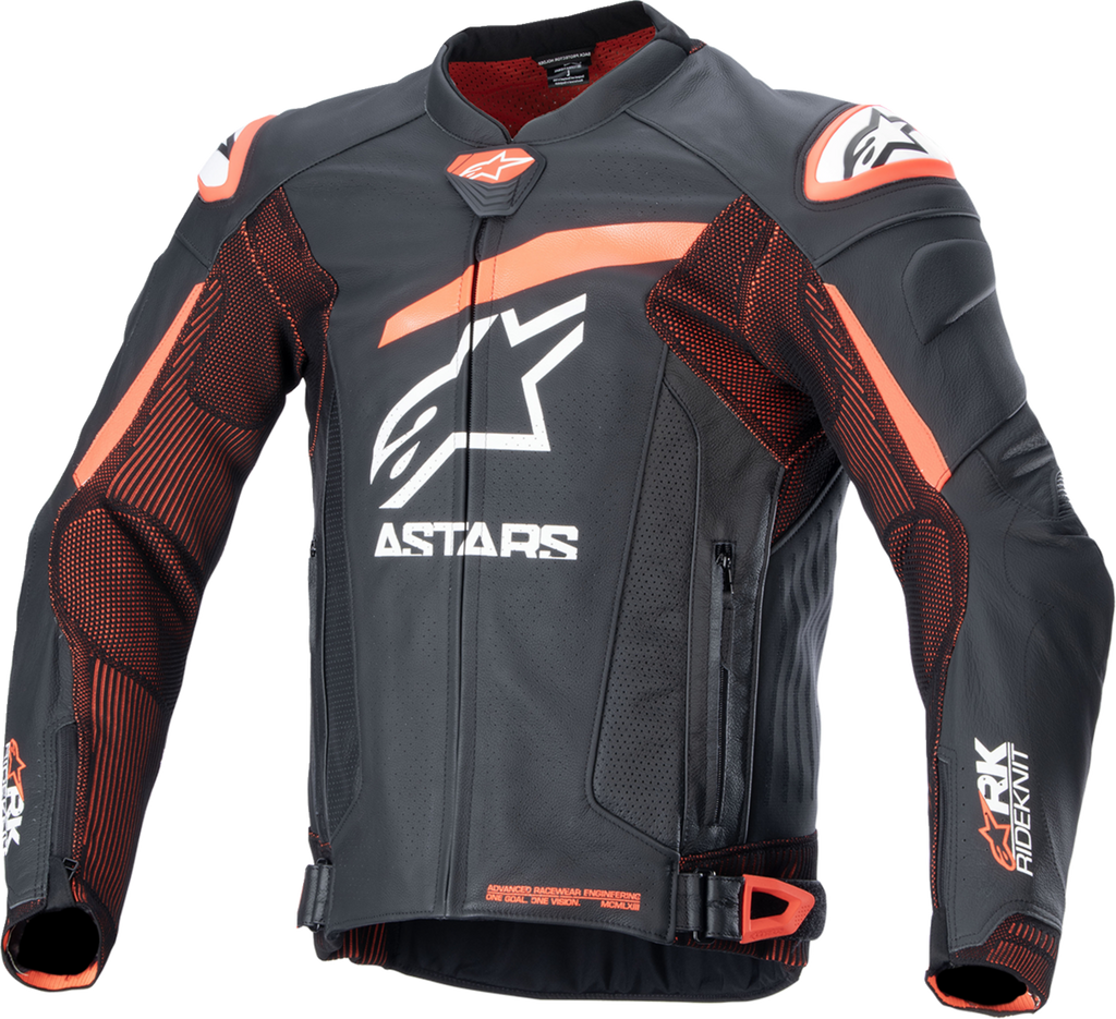 GP Plus R v4 Rideknit® Leather Jacket - Black/Red Fluo/White - US 40 / EU 50 (1)