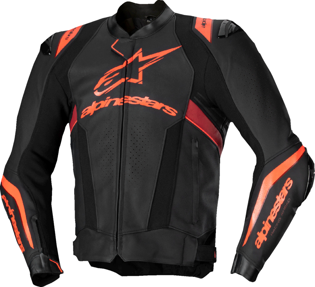 Alpinestars Missile v3 Ignition Leather Jacket - Black/Red Fluo/Dark Red