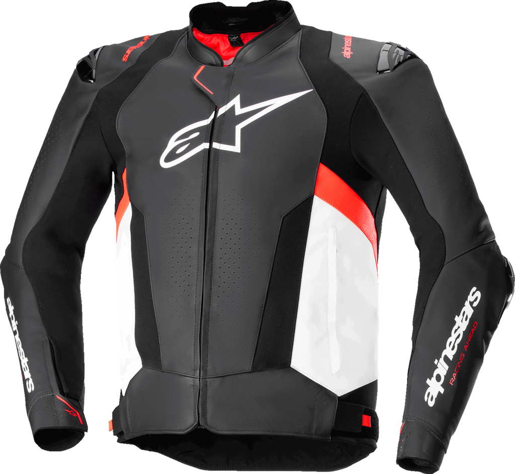Missile v3 Leather Jacket - Black/White/Red Fluo - US 38 / EU 48 (1)
