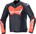 Faster v3 Airflow Leather Jacket - Black/Red Fluo - US 40 / EU 50 (1)
