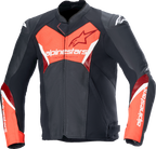 Alpinestars Faster v3 Airflow Leather Jacket - Black/Red Fluo