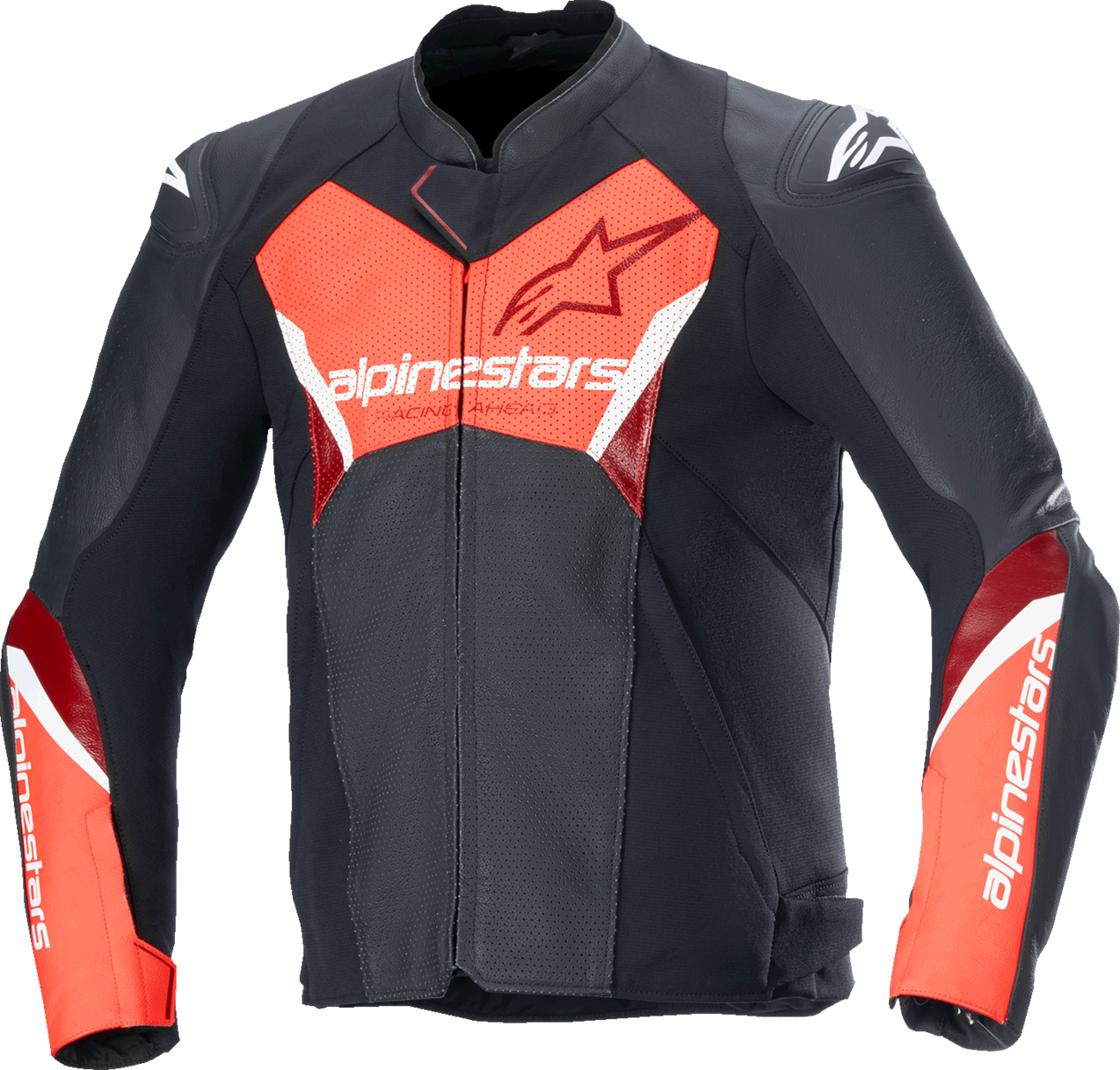 Faster v3 Airflow Leather Jacket - Black/Red Fluo - US 48 / EU 58 (1)