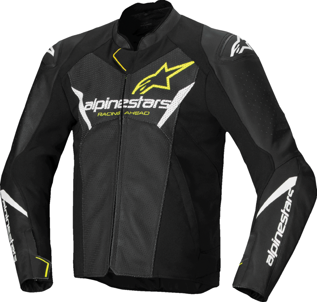 Faster v3 Airflow Leather Jacket - Black/White/Yellow Fluo - US 38 / EU 48 (1)
