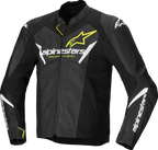 Alpinestars Faster v3 Airflow Leather Jacket - Black/White/Yellow Fluo