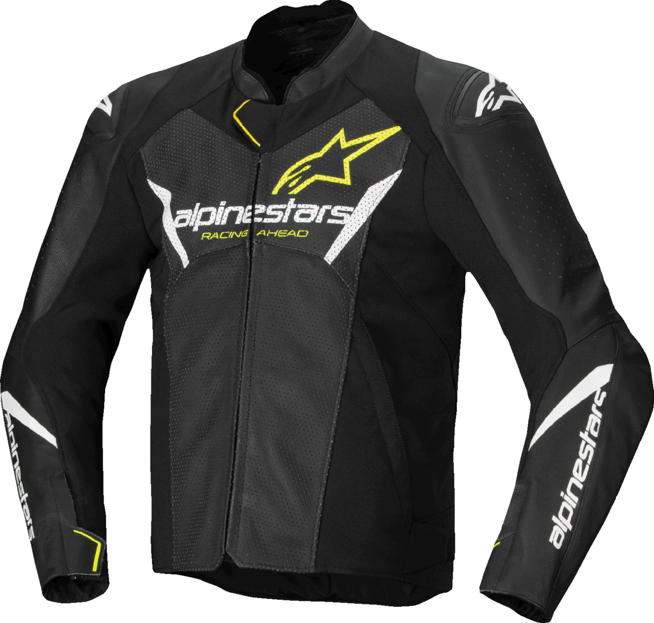 Faster v3 Airflow Leather Jacket - Black/White/Yellow Fluo - US 48 / EU 58 (1)