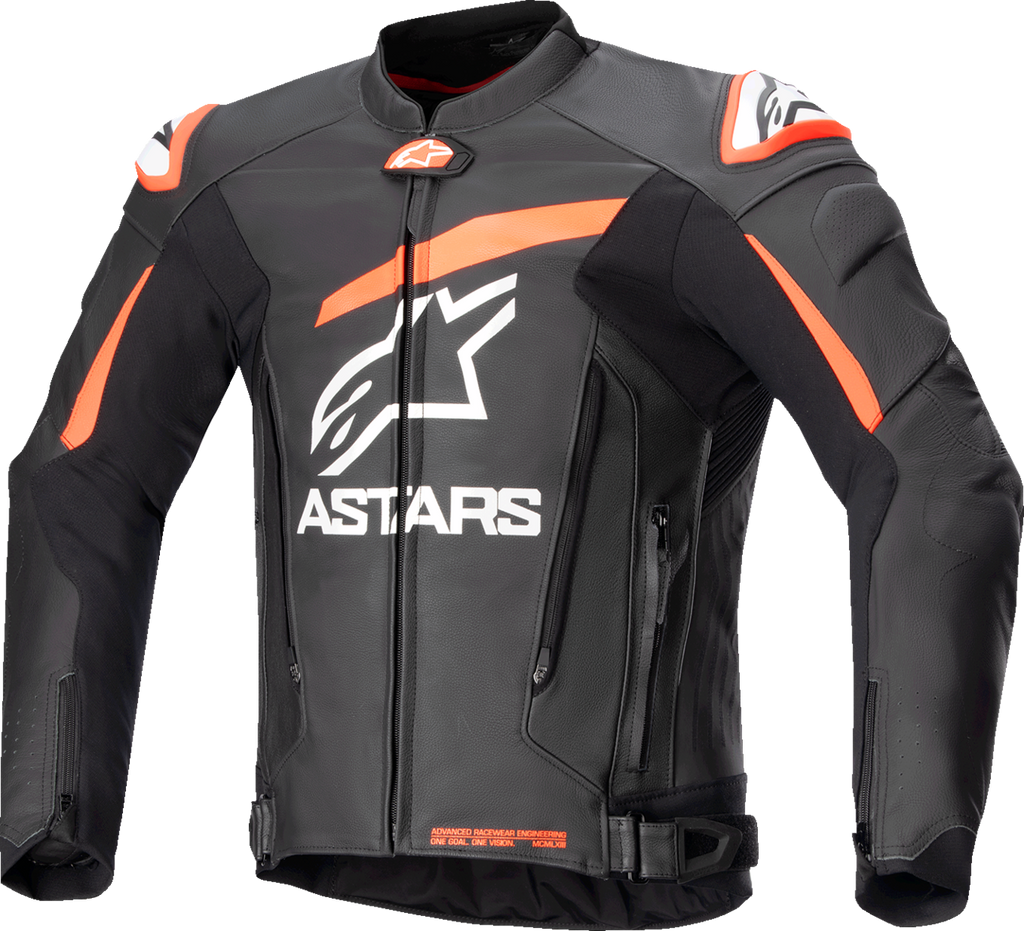 GP Plus v4 Leather Jacket - Black/Red Fluo/White - US 38 / EU 48 (1)