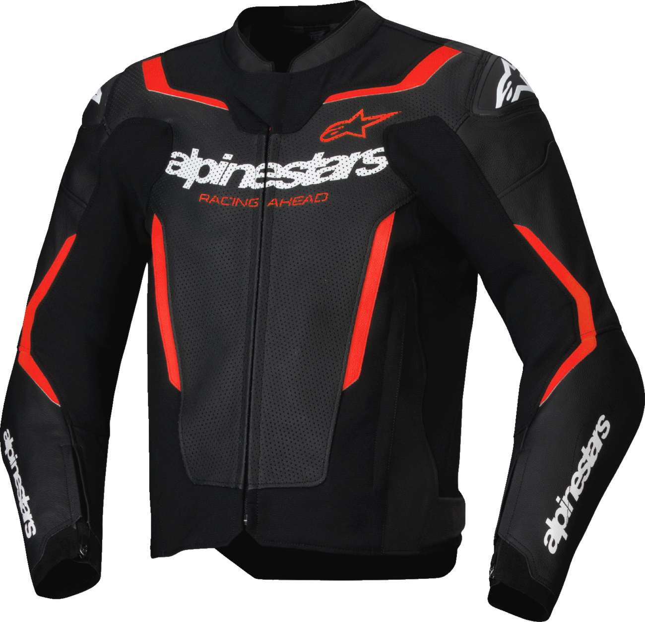 Alpinestars GP Force v2 Airflow Leather Jacket - Black/Red Fluo