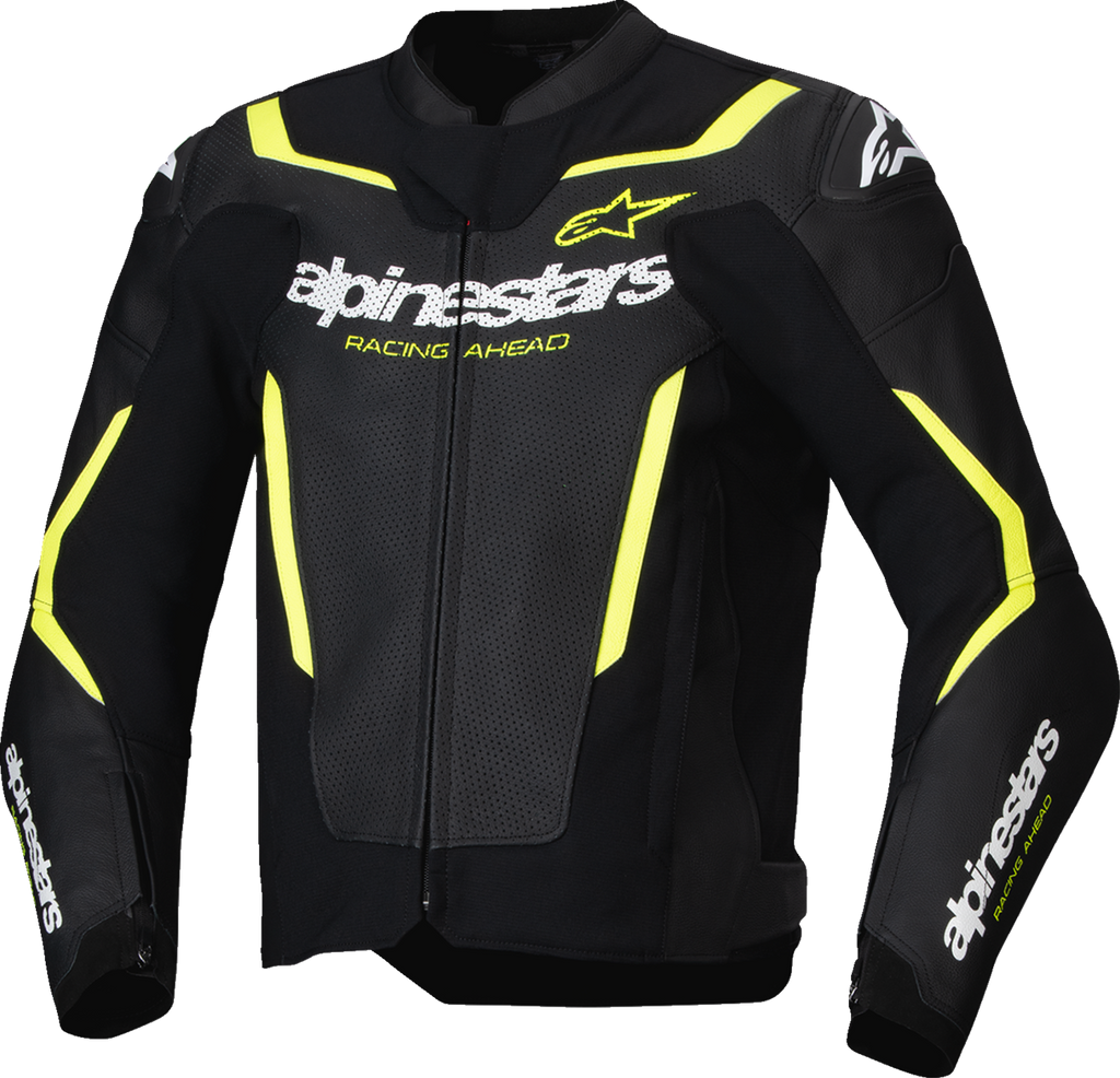 GP Force v2 Airflow Leather Jacket - Black/Yellow Fluo - US 38 / EU 48 (1)