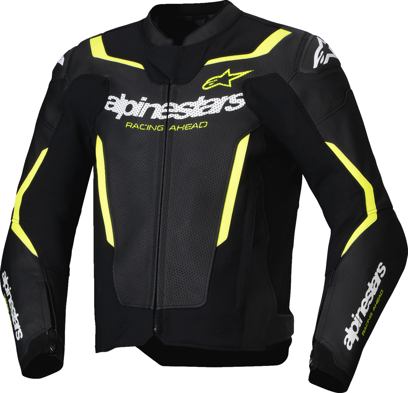 Alpinestars GP Force v2 Airflow Leather Jacket - Black/Yellow Fluo